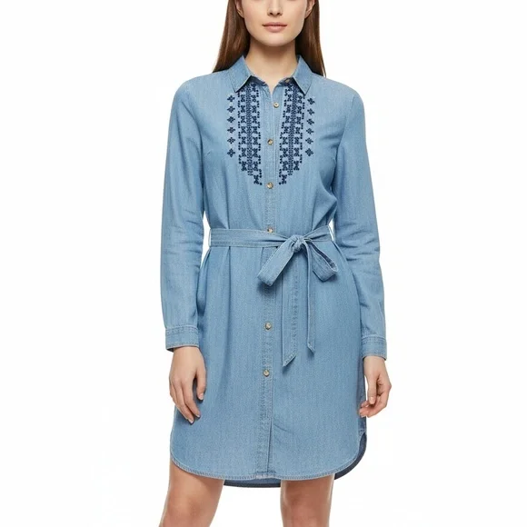 Abercrombie & Fitch | Dresses | Abercrombie Fitch Womens Large Light Blue Denim  Shirt Dress Tie Waist | Poshmark